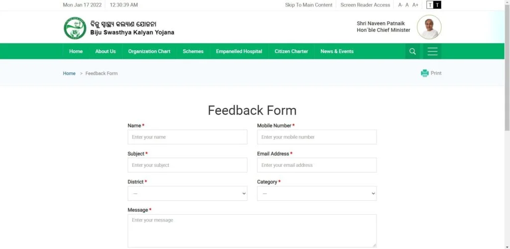 Procedure For Submitting Feedback